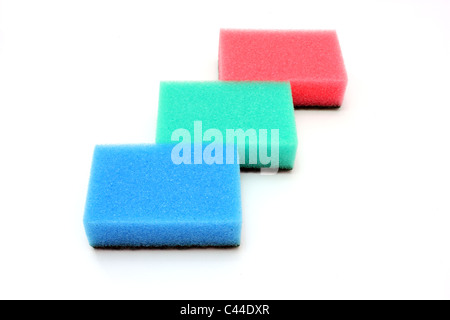 Bunte Schwämme Farbe isoliert auf weißem Hintergrund, unhygienisch; Stockfoto