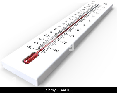 3D-Rendering des weißen Thermometer auf weißem Hintergrund Stockfoto
