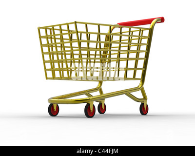3D-Rendering des goldenen Wagen auf weißem Hintergrund Stockfoto