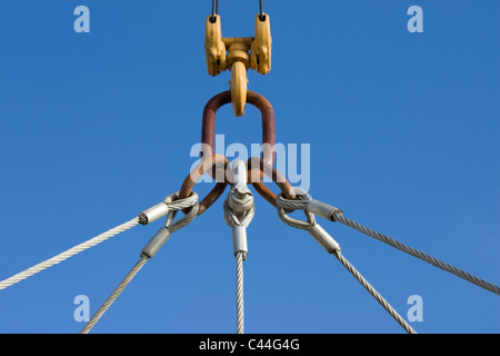 Bau Kran Kabel hautnah Stockfoto