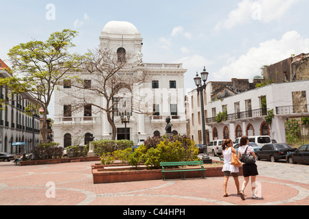 Palacio Municipal und Plaza Catedral, Casco Viejo, Panama-Stadt Stockfoto