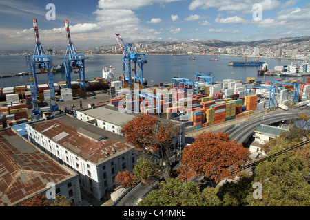 Einen Überblick über den Hafen von Valparaiso, Chile. Stockfoto