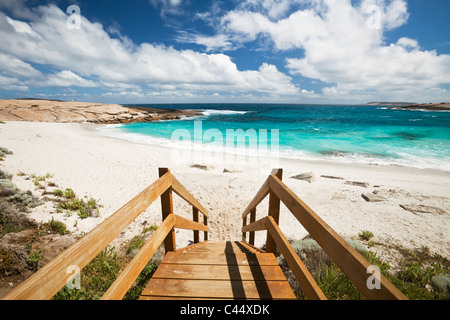 Promenade führt Lachs Strand hinunter. Esperance, Western Australia, Australien Stockfoto