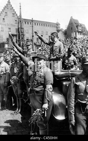 Adolf Hitler bei der Nürnberger Kundgebung in Nürnberg 1930 Stockfoto