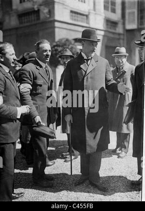 Walther Rathenau auf dem Weg zur wirtschaftlichen Weltkonferenz in Genua Stockfoto