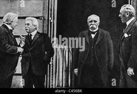 Clemenceau, Lloyd George, Wilson während der Paris Friedenskonferenz 1919, Orlando Stockfoto