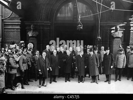 Julius Curtius, Heinrich Bruening, Pierre Laval und Aristide Briand während eines Staates zu besuchen, 1931 Stockfoto