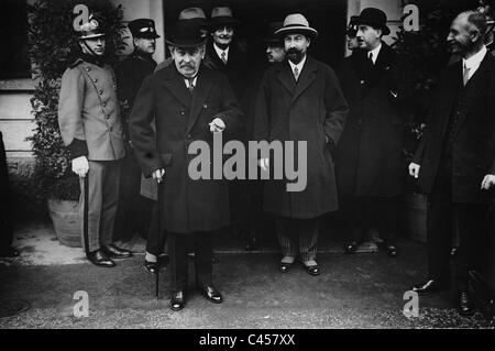 Aristide Briand anlässlich der Tagung des Völkerbundes in Lugano, 1929 Stockfoto