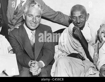 Mahatma Gandhi mit Charles Chaplin, 1932 Stockfoto