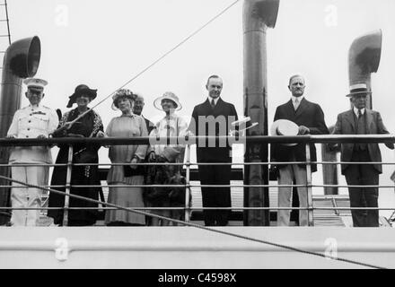 Calvin Coolidge und Frank B. Kellogg, die Präsidentenyacht "Mayflower", 1925 Stockfoto