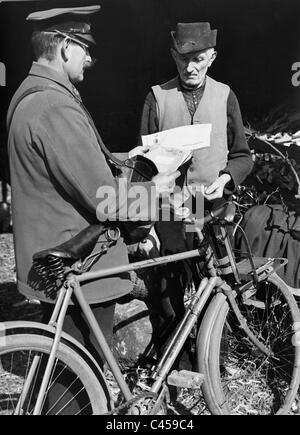 Ländliche Briefträger bei der Briefzustellung, 1936 Stockfoto