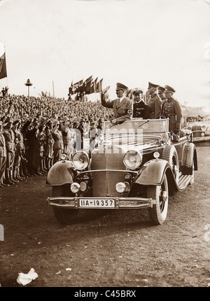 Adolf Hitler und die Generäle der Wehrmacht auf eine Rundfahrt auf dem Reichsparteitag Stockfoto