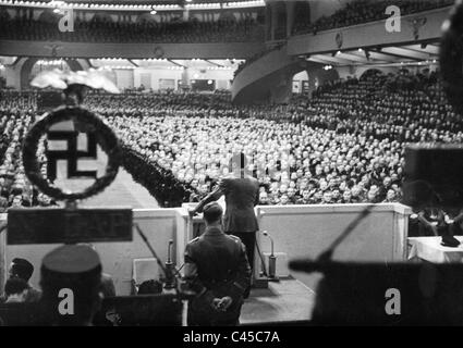 Josef Goebbels Rede seiner "Totalen Krieges" in der Berliner Sportpalast 1943 Stockfoto