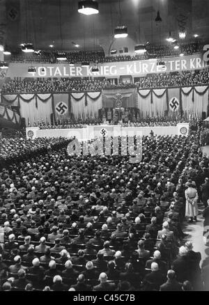 Josef Goebbels Rede seiner "Totalen Krieges" in der Berliner Sportpalast 1943 Stockfoto