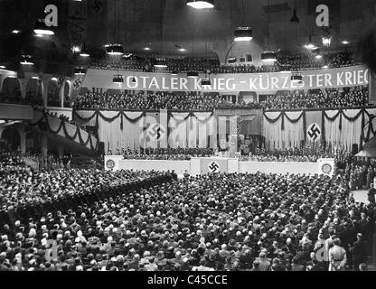 Goebbels in seiner Rede im Sportpalast, 1943 Stockfoto