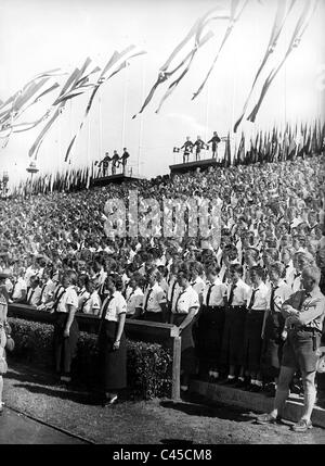 Liga der deutschen Mädchen (BDM) bei der Nürnberger Kundgebung in Nürnberg, 1936 Stockfoto