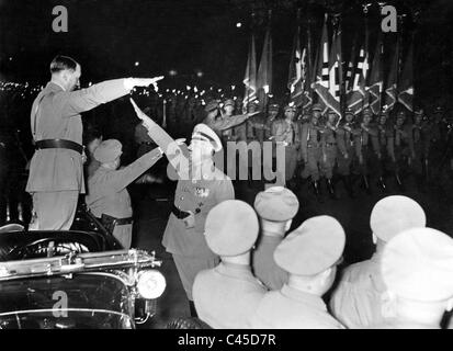 Adolf Hitler und Bernhard Rust an der Nürnberger Kundgebung 1934 Stockfoto