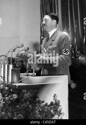 Hitler spricht auf Automobil-Messe Stockfoto