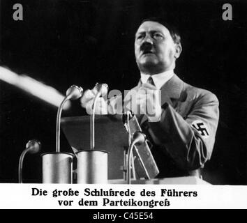 Adolf Hitler als Redner auf dem Reichsparteitag in Nürnberg 1935 Stockfoto