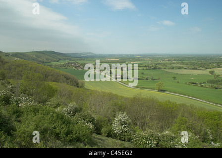 Blick nach Westen entlang der Böschung des Fulking in der South Downs National Park, West Sussex. Stockfoto