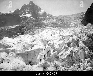 Gletscher, Wandern auf den Mont Blanc Stockfoto