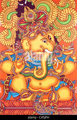 Wandmalerei für hindu-Gott, Ganapati Stockfoto