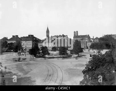 Historische München: Sendlinger Tor Platz in München Stockfoto