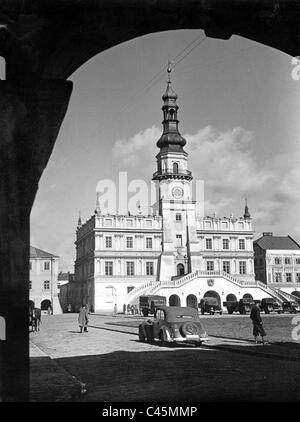 Marktplatz und Rathaus von Zamosc im Jahr 1940 Stockfoto