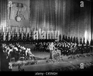 Rudolf Hess auf der Tagung der Arbeit Reichskulturkammer in der Berliner Staatsoper, 1938 Stockfoto