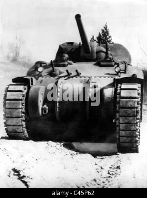 Amerikanischen Sherman-Panzer nach der Landung in der Normandie 1944 Stockfoto