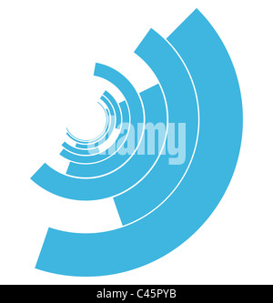 Blauen konzentrischen Linien Signal abstrakte Kommunikationskonzept auf weiß Stockfoto