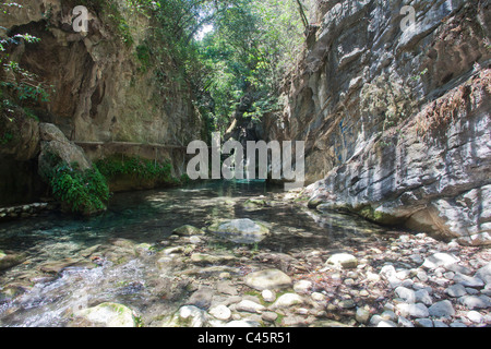 Auf dem Weg nach Puente de Dios fallen eine Kaskade oder Wasser in der Sierra Gorda, nahe der Stadt von Pinal de Amoles, Queretaro, Mexiko Stockfoto