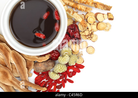 Traditionelle chinesische Kräuter und Medizin hautnah Stockfoto