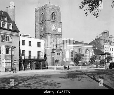 Chelsea Old Church in London, 1938 Stockfoto