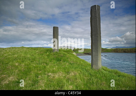 Island, Reykjavik, Videy Insel Basalt Spalte Skulpturen Stockfoto