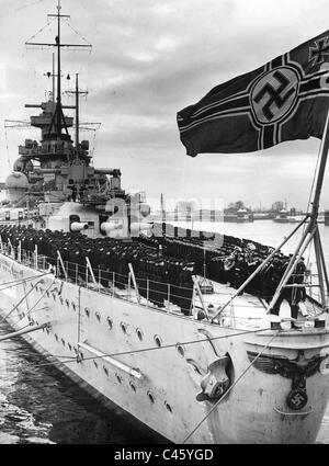 Inbetriebnahme des Schlachtschiffes "Scharnhorst" in Wilhelmshaven, 1939 Stockfoto