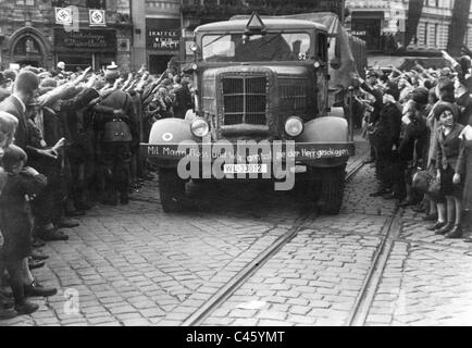 Rückkehr der deutschen Truppen aus dem Polenfeldzug 1939 Stockfoto