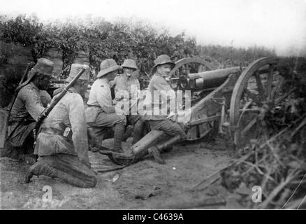 Kolonialtruppen im Kampf während des ersten Weltkriegs in Deutsch-Ostafrika Stockfoto