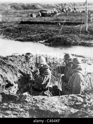 Japanische Soldaten in eine Position in der Mandschurei, 1931 Stockfoto