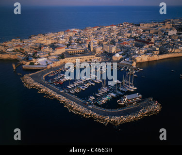 Luftbild der Altstadt von Akko Stockfoto