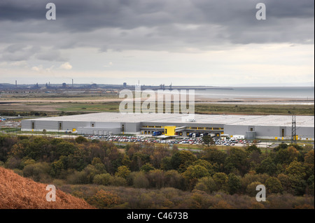 Gesamtansicht von der Online-Händler Amazon-Logistikzentrum in Swansea, Südwales Stockfoto