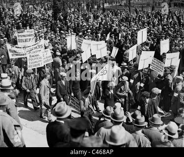 Demonstration der Arbeitslosigkeit während der Weltwirtschaftskrise 1932 Stockfoto