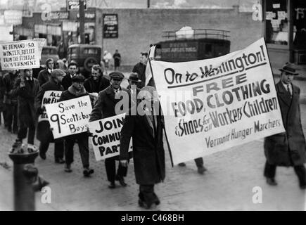 Demonstration der Arbeitslosigkeit während der Weltwirtschaftskrise 1933 Stockfoto