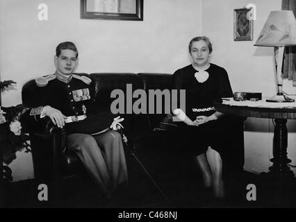 Prinz Michael i. von Rumänien und die Ehefrau von Jozef Pilsudski Stockfoto