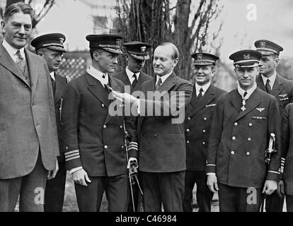 Calvin Coolidge, Richard Byrd, Curtis Wilbur und Floyd Bennett, 1927 Stockfoto