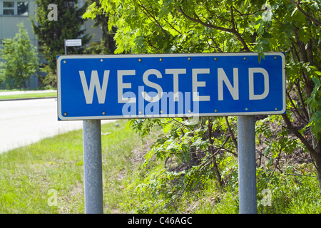 Westend Zeichen Espoo Finnland Stockfoto