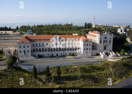 Luftaufnahme der Kirche des Heranwachsenden Jesus in Nazareth Stockfoto