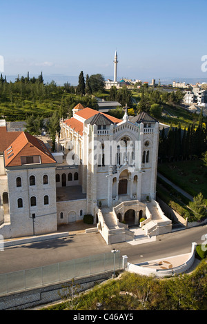 Luftaufnahme der Kirche des Heranwachsenden Jesus in Nazareth Stockfoto