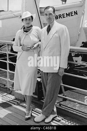 Edsel Ford und seine Frau Eleanor an Bord des Liners "Bremen", 1936 Stockfoto
