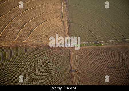 Luftaufnahme der Landwirtschaft Felder des Kibbutz Beit Alfa in die Jezreel Senke Stockfoto